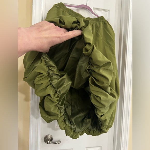 Olive Green, Bubble Hem Maxi Slim Women’s Skirt. - Picture 6 of 12